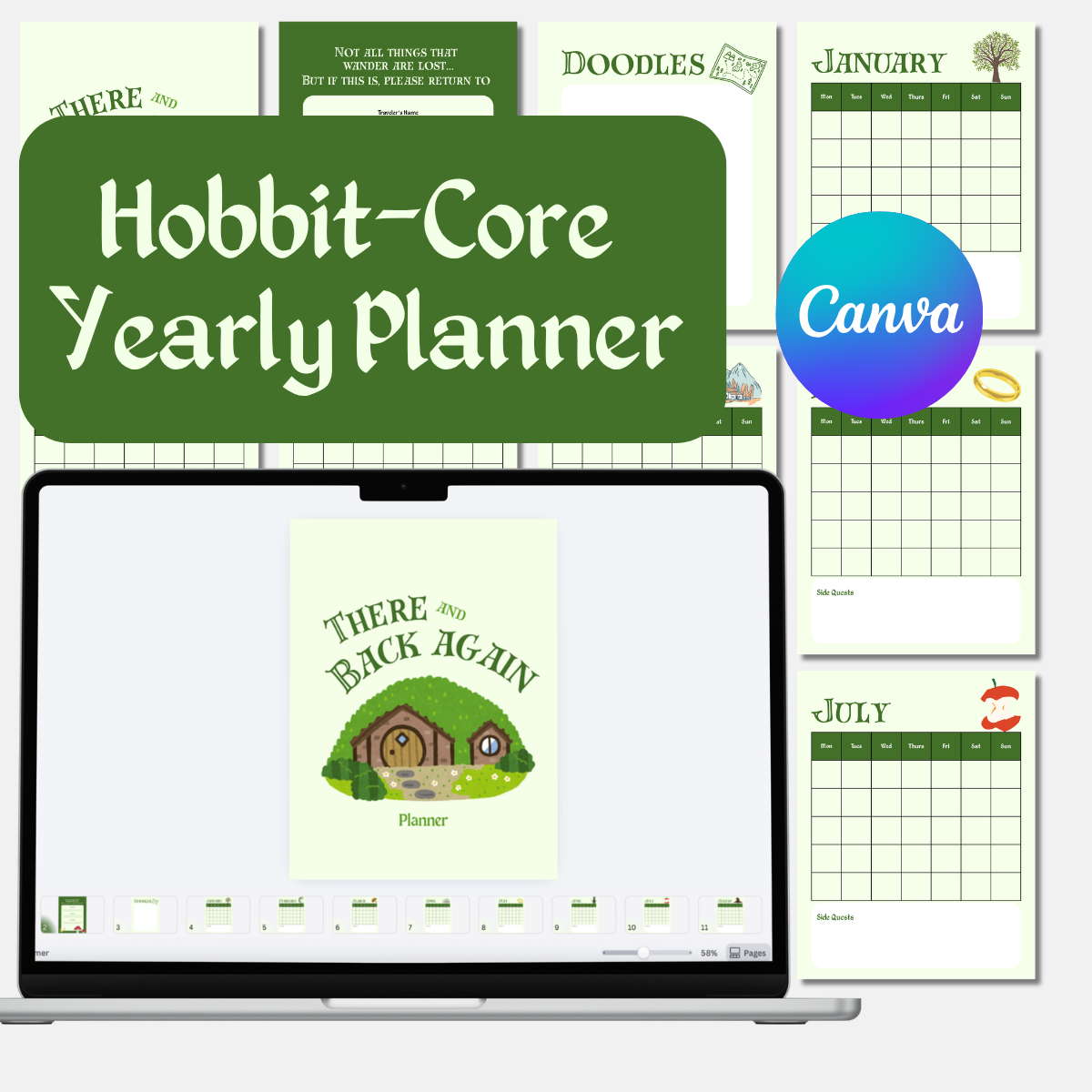 There and Back Again Planner | Cozy Fantasy Digital Planner & Quest Journal