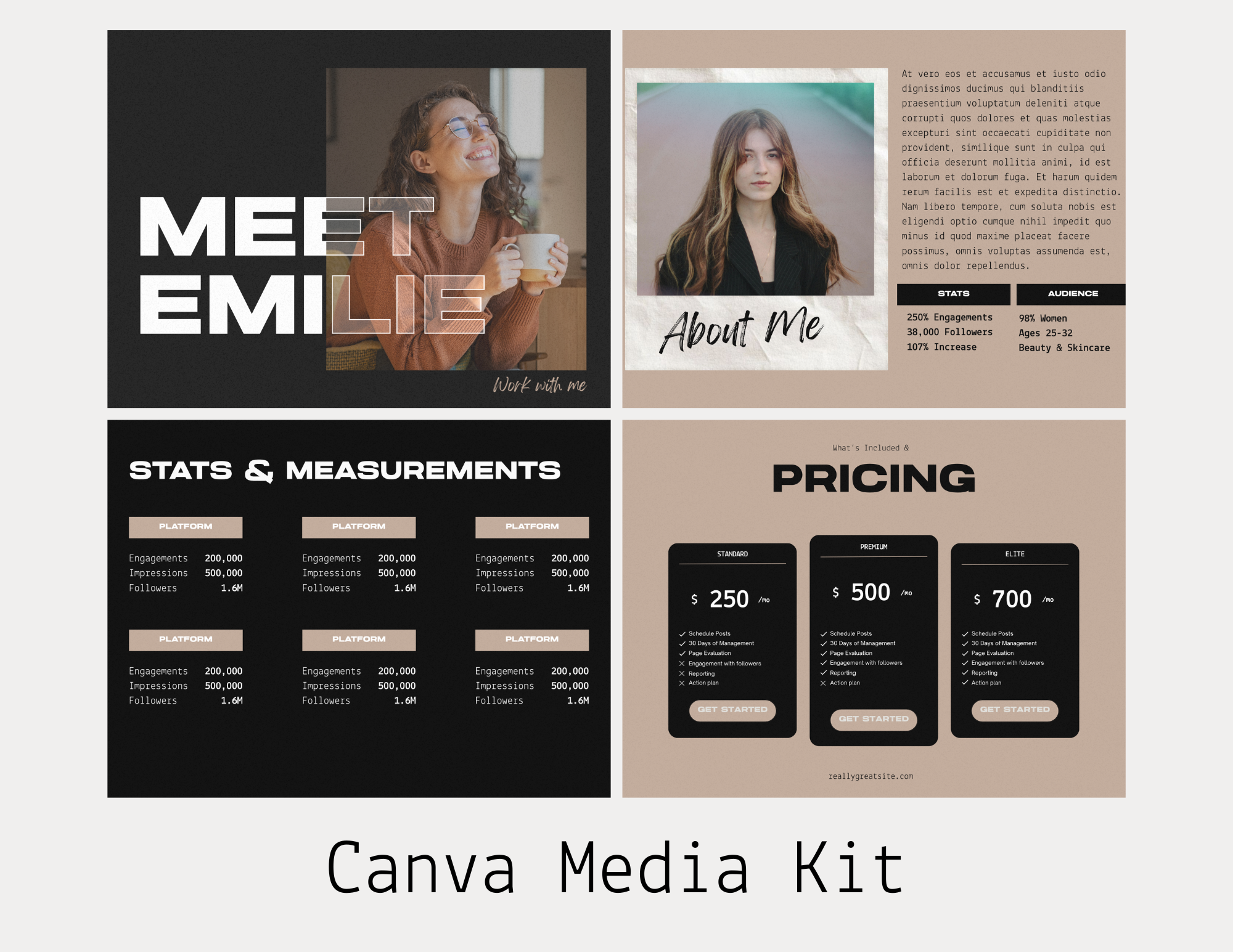 Black & Tan Chic Media Kit Template (Canva)
