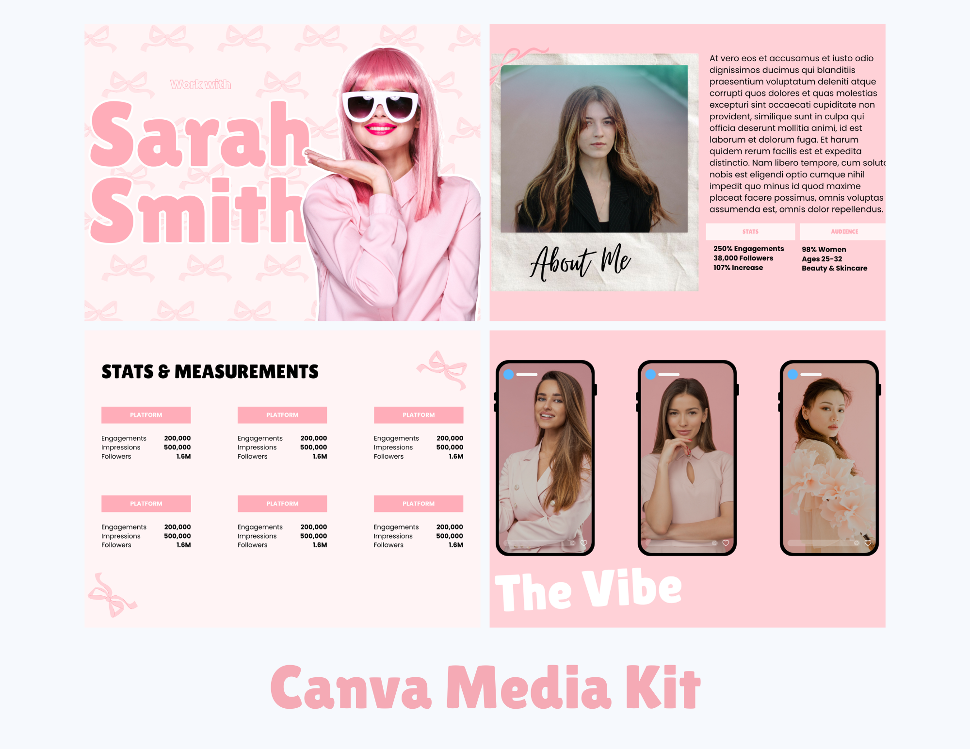 Girly Pink Influencer Media Kit Template | Canva Editable Creator & UGC Portfolio | Brand Partnership Press Kit | Social Media Kit