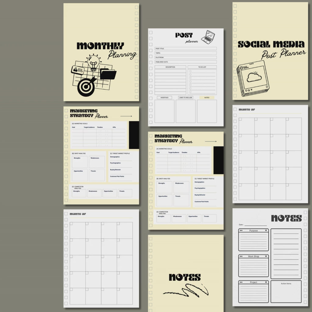 Editable Canva Marketing Planner Template | 100+ Page Business & Social Media Planner