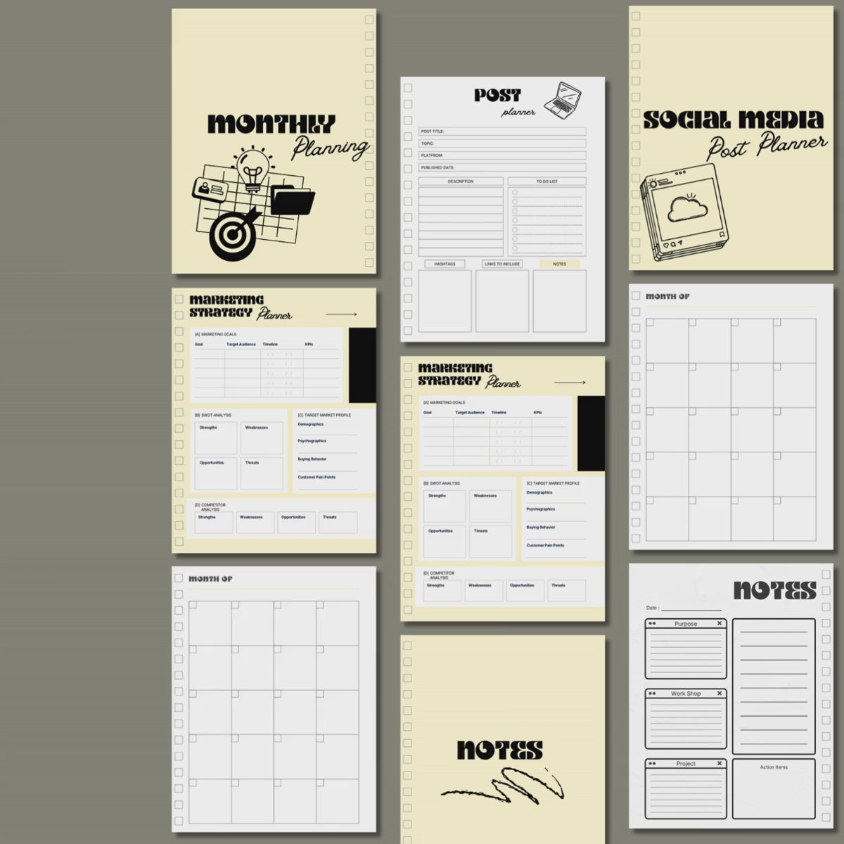 Editable Canva Marketing Planner Template | 100+ Page Business & Social Media Planner