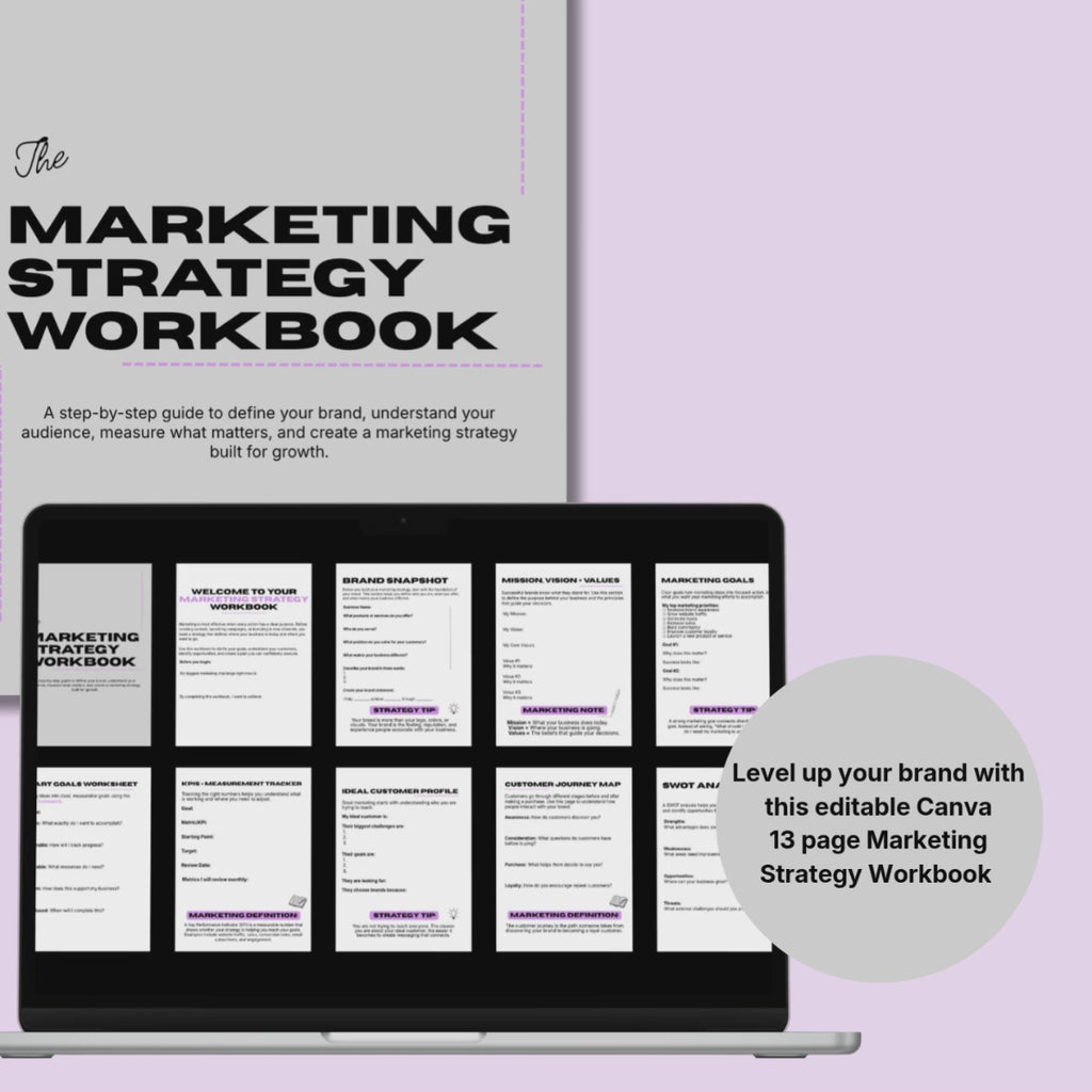 Marketing Strategy Workbook Template | Small Business Marketing Planner | Brand Strategy Guide | Content Planner | Canva Business Workbook