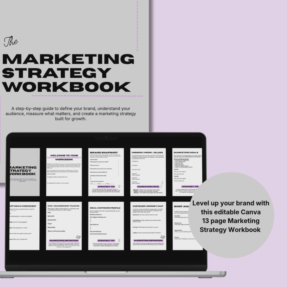 Marketing Strategy Workbook Template | Small Business Marketing Planner | Brand Strategy Guide | Content Planner | Canva Business Workbook